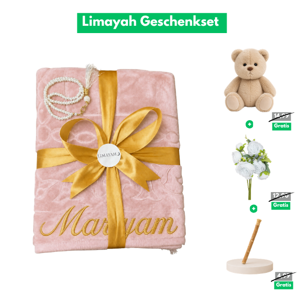 Gebetsteppich Geschenkset mit Namen - Pastellrose