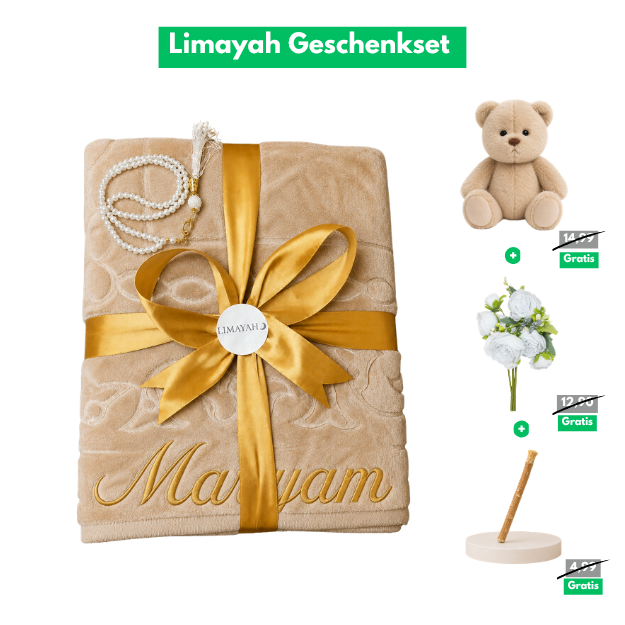 Gebetsteppich Geschenkset mit Namen - Beige