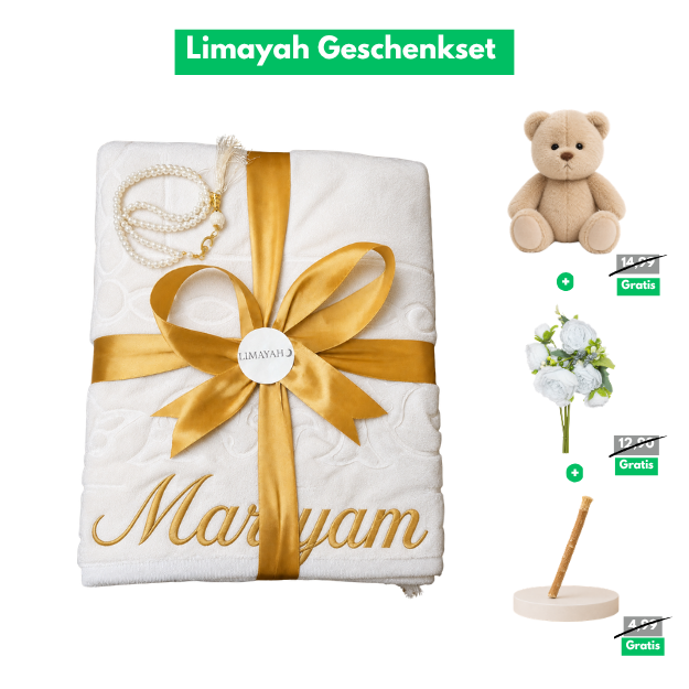 Gebetsteppich Geschenkset mit Namen - Weiss