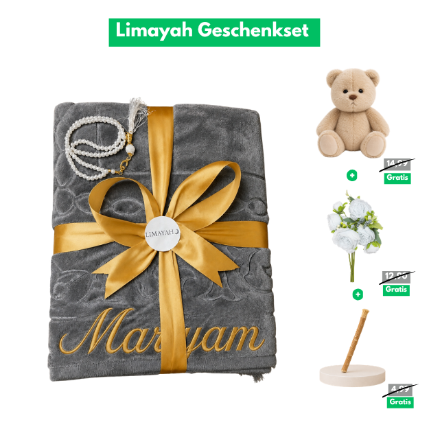 Gebetsteppich Geschenkset mit Namen - Grau