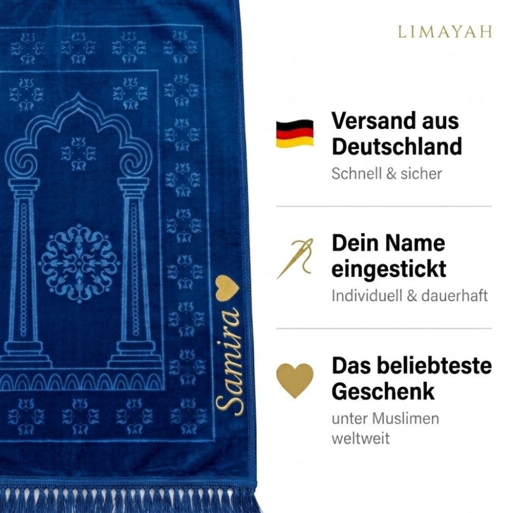 Gebetsteppich mit Namen - Blau