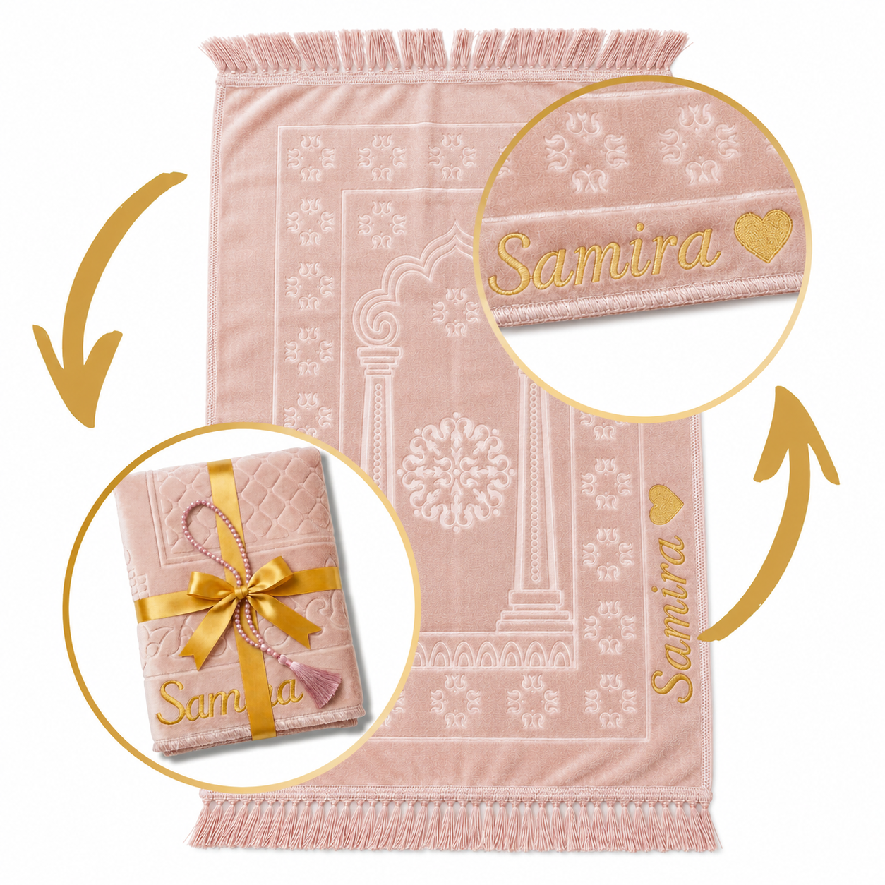 Gebetsteppich mit Namen - Pastellrosa