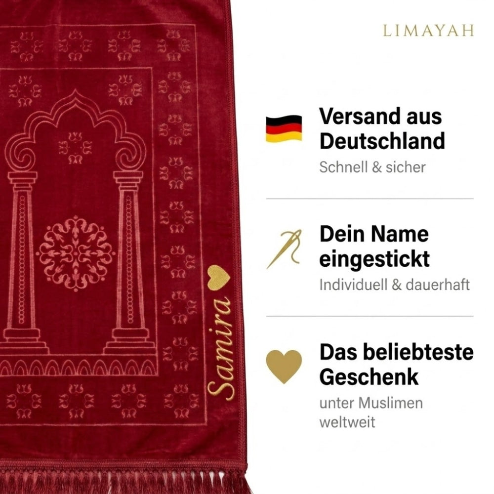 Gebetsteppich mit Namen - Rot